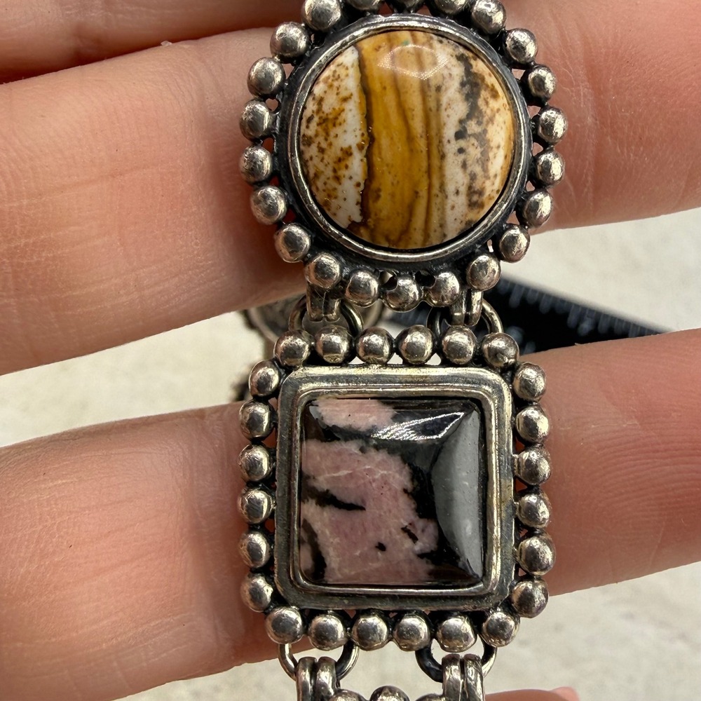 Vintage Cedar Canyon Stone Link Watch Multicolor Womens 7.5in